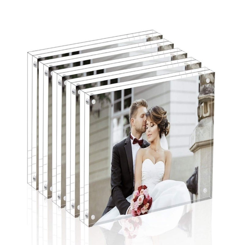 Magicool Premium Acrylic Photo Frame- Magnet Photo Frame -Double Sied Thick Desktop Frames (4x4 5 pack) - Image 1